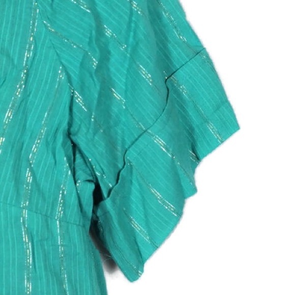 Sag Harbor Striped Metallic Collared Blouse Top Tank Set - Picture 4 of 6